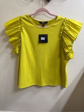 Marc New York Lemon Lime (Warm Olive) Ruffle Sleeve Tee NWT